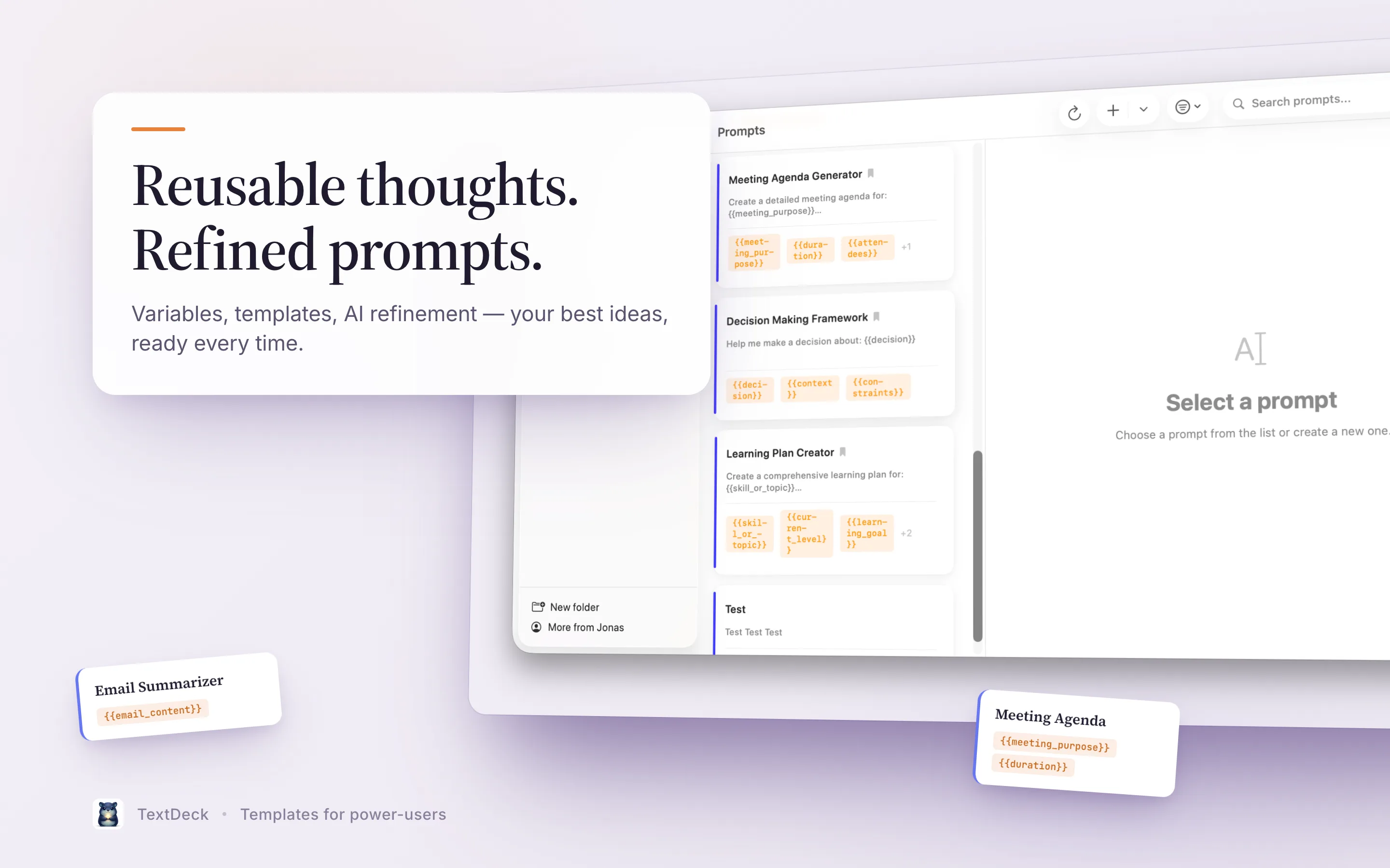 TextDeck template with variables to fill in