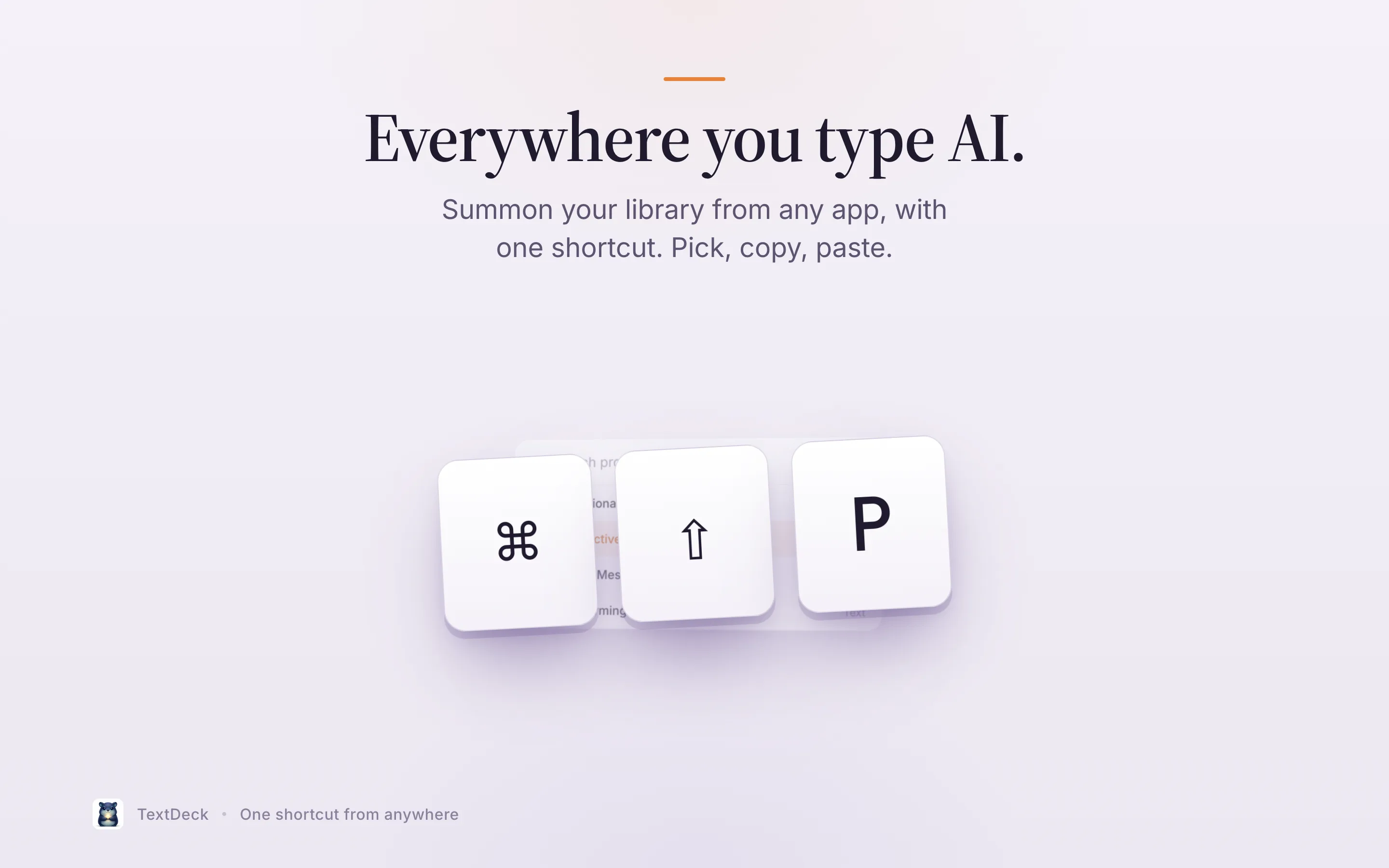 TextDeck Quick Access panel, opened by hotkey